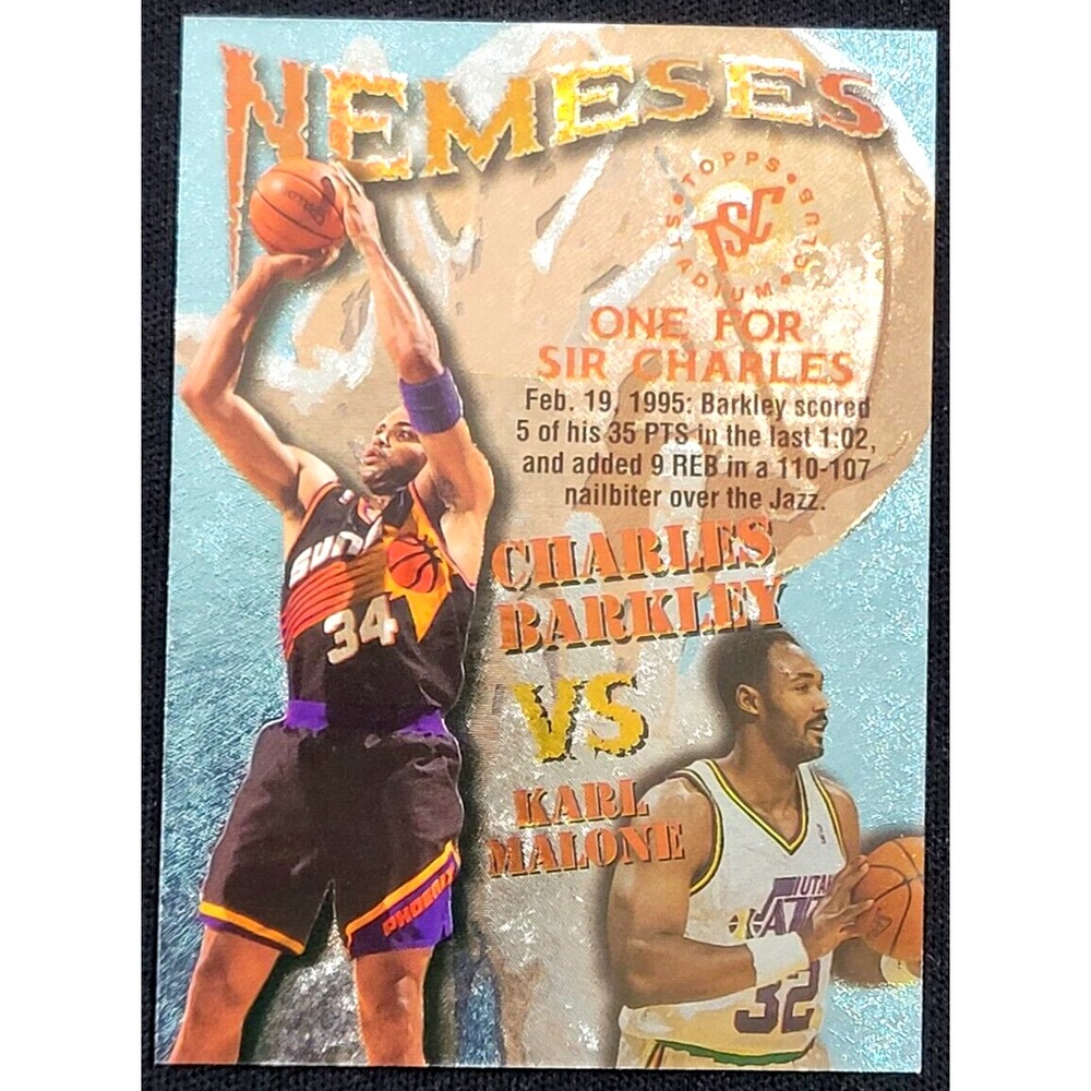 1995-96 TOPPS STADIUM CLUB CHARLES BARKLEY VS. KARL MALONE NEMESES INSERT